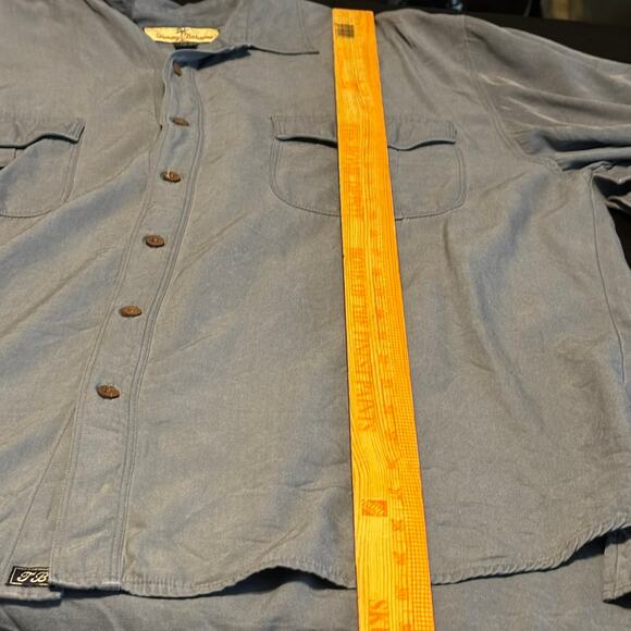 TOMMY BAHAMA Long Sleeve Silk Blend Button Front Shirt Blue SZ LARGE L - Picture 4 of 5